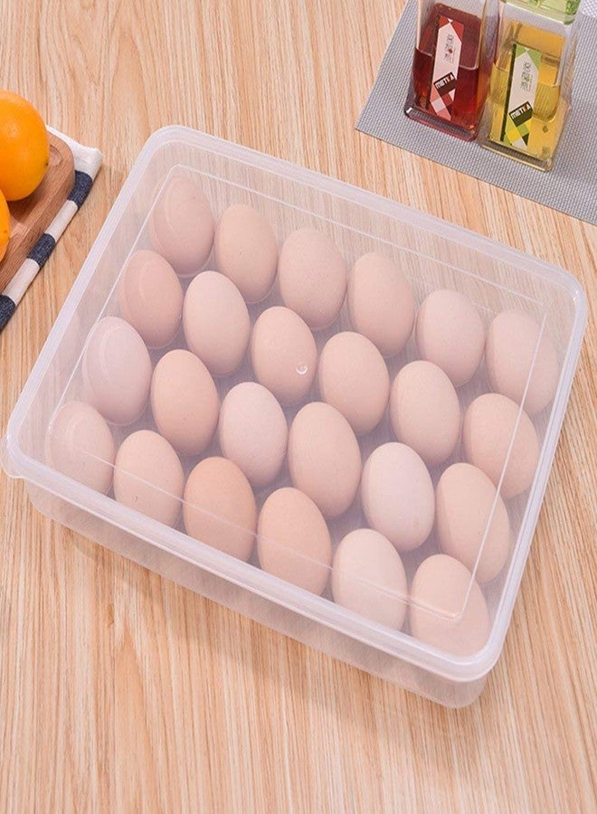 Vruta 24 Grid Egg Storage Box Egg Refrigerator Storage Tray, Stackable Plastic Egg Containers for Fridge Kitchen Size of the 24 egg storage box is (31x23x6) Cm - Image 1